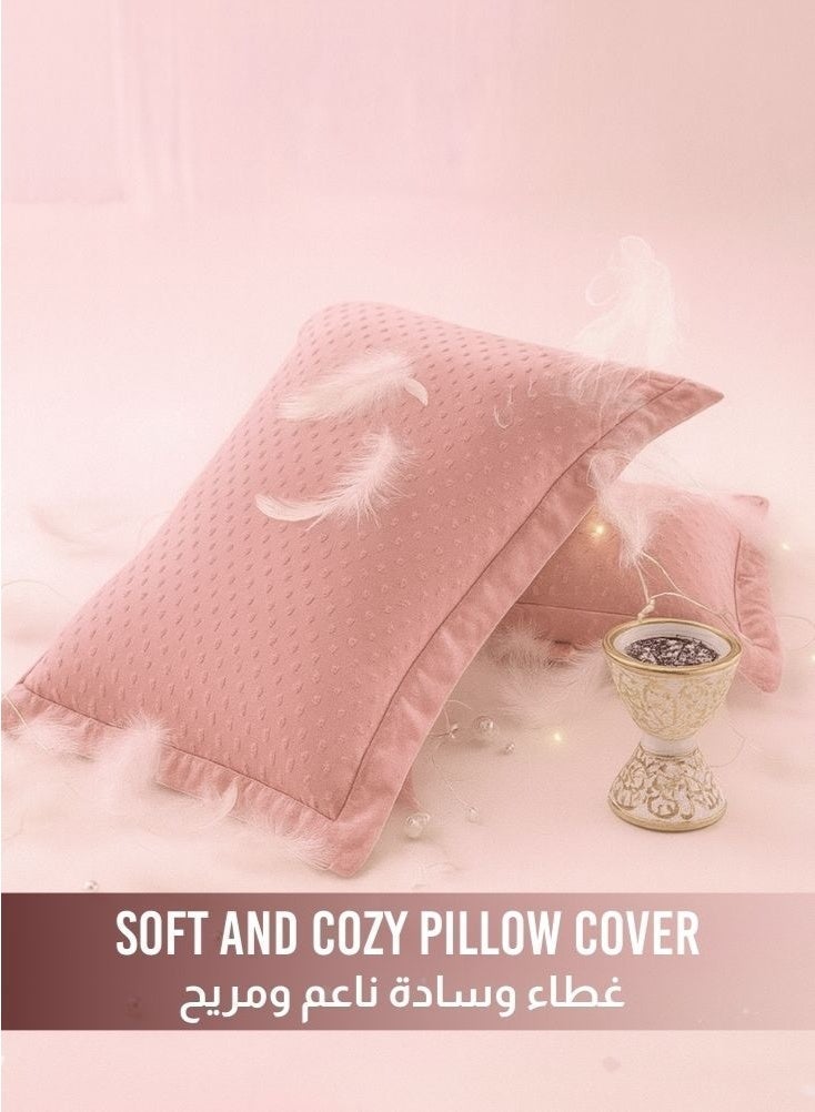 بريميم طقم لحاف فندقي من الألياف الدقيقة، يناسب سريرًا بمقاس ۲۰۰ سم × ۲۰۰ سم، ۷ قطع مقاس كينج مع حشوة دافئة مثالية لفصل الشتاء، تصميم ناعم فاخر - وردي ناعم - Image 4